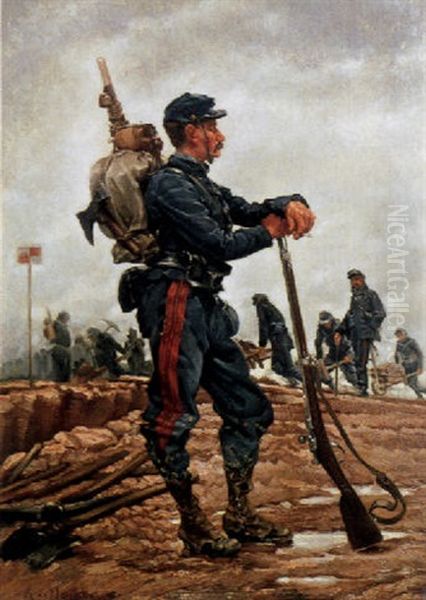 A Soldier Of The French Engineers Oil Painting by Alphonse Marie de Neuville