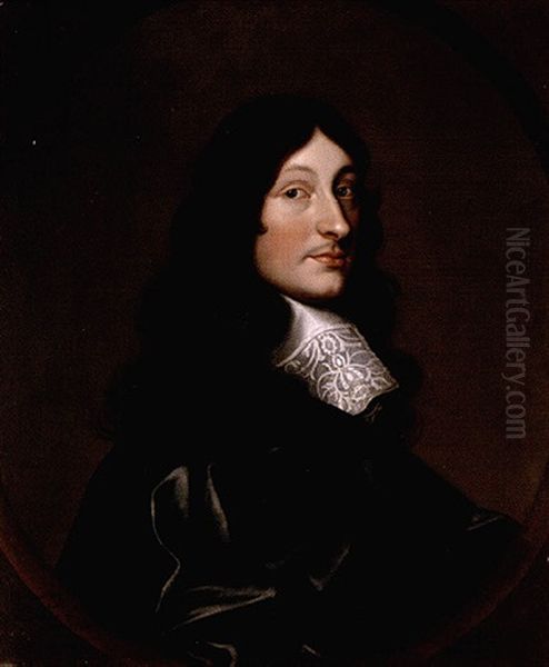 Portrait Of Thomas Marriott Of Whitchurch, Warwickshire, Wearing A Black Coat And White Cravat Oil Painting by Cornelius de Neve