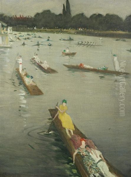 Hampton Court Oil Painting by Christopher Richard Wynne Nevinson