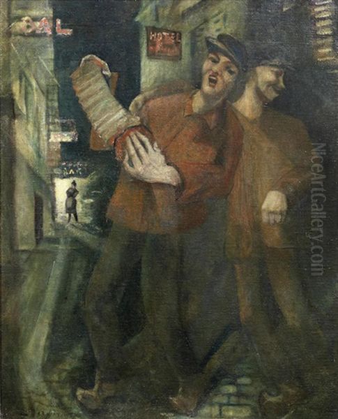 What Shall We Do With The Drunken Sailor? Oil Painting by Christopher Richard Wynne Nevinson