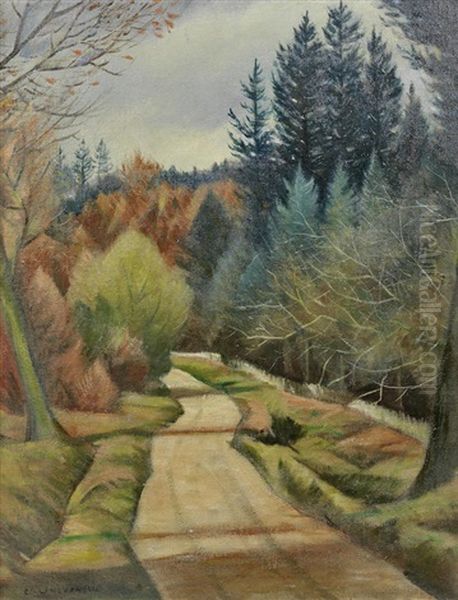 Road Through A Forest Oil Painting by Christopher Richard Wynne Nevinson