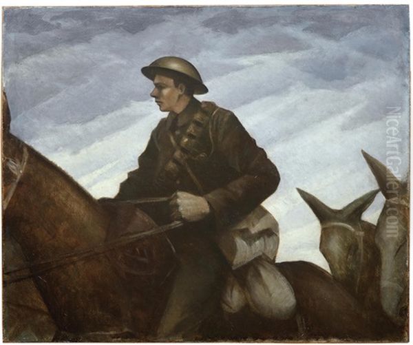 Mule Team Oil Painting by Christopher Richard Wynne Nevinson