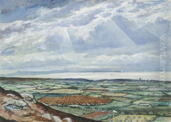 Planes Over Landsend Oil Painting by Christopher Richard Wynne Nevinson