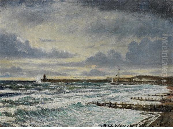 Newhaven Oil Painting by Christopher Richard Wynne Nevinson