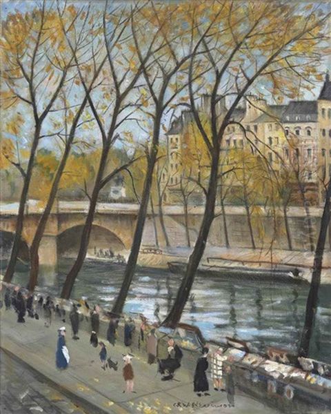 Le Point Neuf, Paris Oil Painting by Christopher Richard Wynne Nevinson