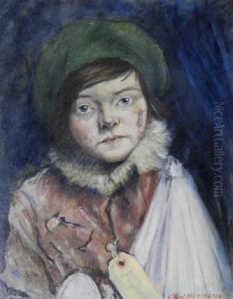 Camden Town Kid Or Cockney Stoic Oil Painting by Christopher Richard Wynne Nevinson