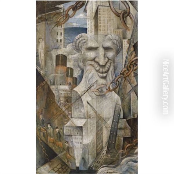 Pan Triumphant Oil Painting by Christopher Richard Wynne Nevinson