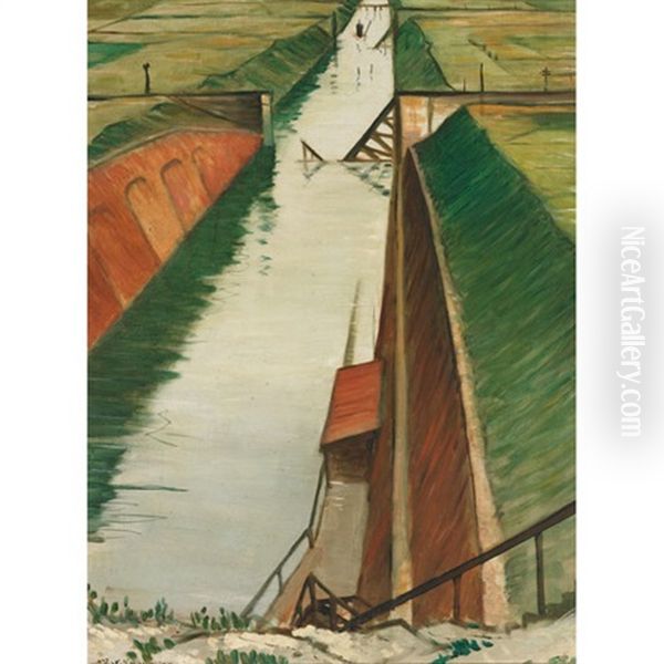 Canal And Fields by Christopher Richard Wynne Nevinson