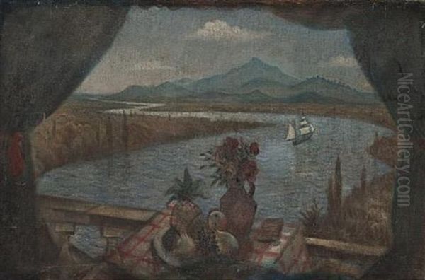 Exotic (+ Reflections In Water, Ca. 1919, Verso) Oil Painting by Christopher Richard Wynne Nevinson