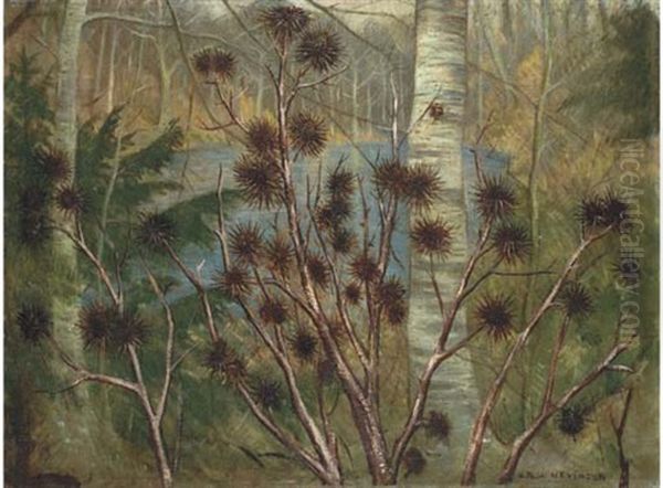 Wooded Landscape Oil Painting by Christopher Richard Wynne Nevinson