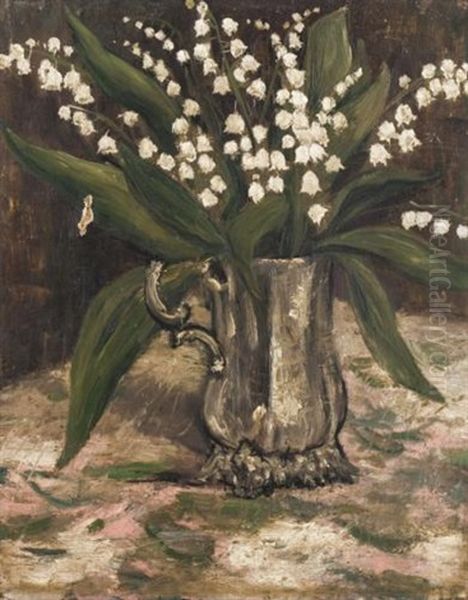 Still Life With Lily Of The Valley Oil Painting by Christopher Richard Wynne Nevinson