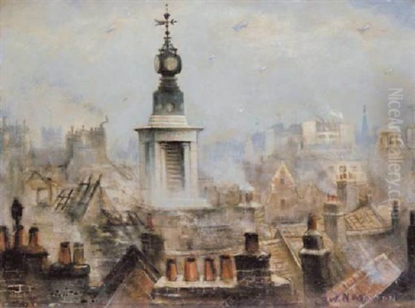 Theatres Of War, London Oil Painting by Christopher Richard Wynne Nevinson