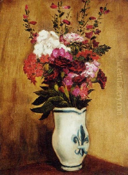 Still Life Of Flowers In A Jug Oil Painting by Christopher Richard Wynne Nevinson