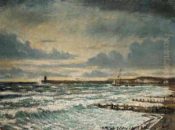 Newhaven Oil Painting by Christopher Richard Wynne Nevinson