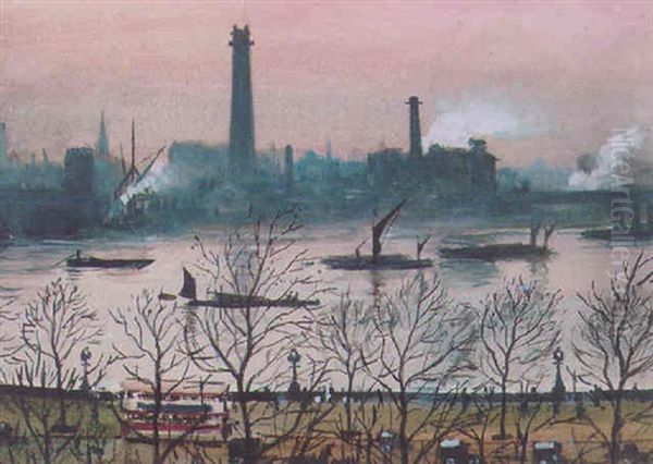 Power Station By The Thames Oil Painting by Christopher Richard Wynne Nevinson