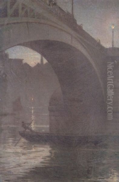 Old Southwark Bridge Oil Painting by Christopher Richard Wynne Nevinson