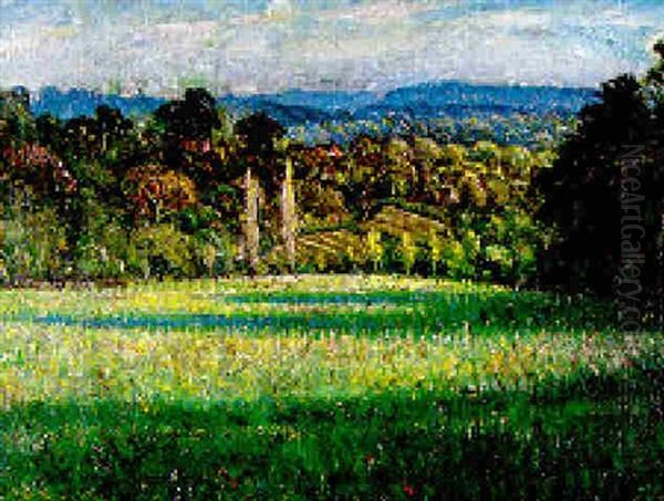 Landscape, Near Caterham Oil Painting by Christopher Richard Wynne Nevinson