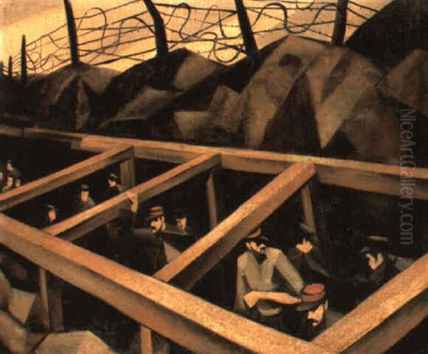 La Guerre Des Trous Oil Painting by Christopher Richard Wynne Nevinson