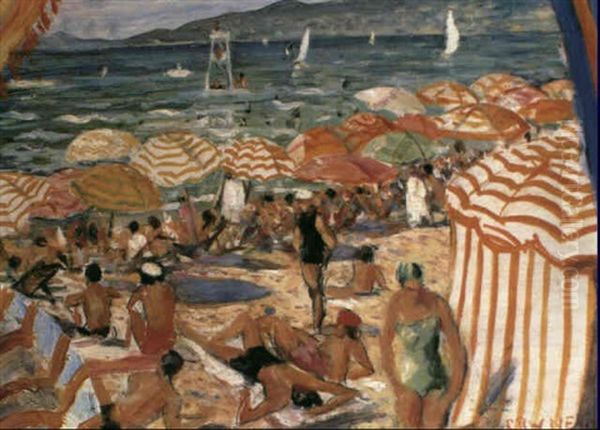 Sun-seekers On The Beach Oil Painting by Christopher Richard Wynne Nevinson