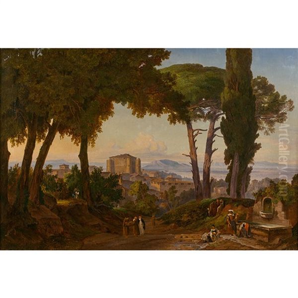 Vue Fantaisiste De Naples Oil Painting by John (Newbott) Newbolt