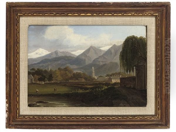 A Mountainous Landscape, Outside Rome Oil Painting by John (Newbott) Newbolt