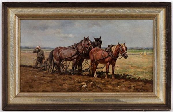 Paysan Et Attelage Au Travail Oil Painting by Marie Guise Newcomb