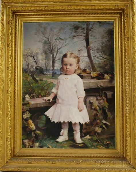 Portrait Of Mary Nichols Sutherland (1880-1969), Daughter Of Georgiana Nochils (1847-1930) Oil Painting by Hugh Newell