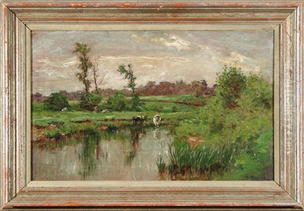 The Pond Oil Painting by Hugh Newell