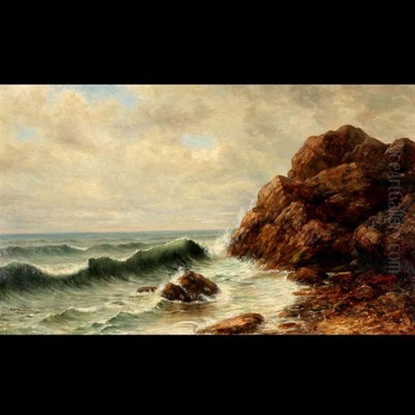 Crashing Surf On Rocks Oil Painting by Kate White Newhall