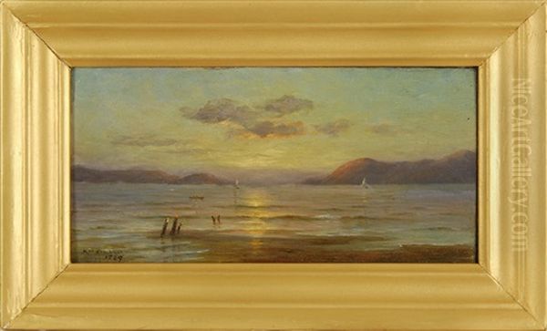 Sunset Over San Francisco Harbor Oil Painting by Kate White Newhall