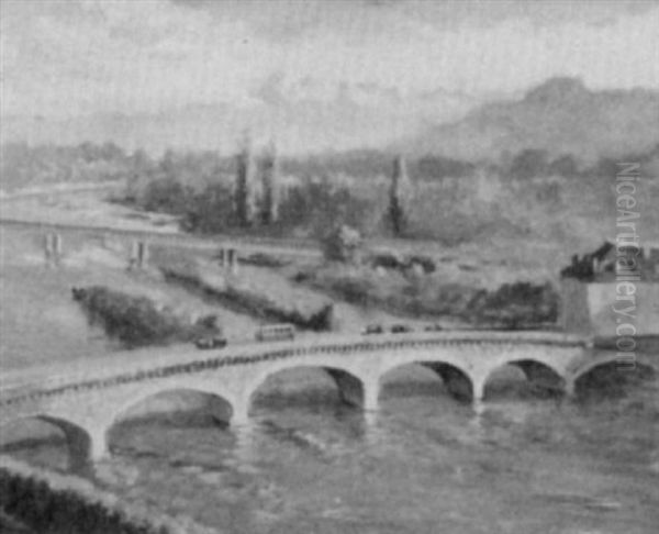 Bridge At Pau Oil Painting by Benjamin Tupper Newman