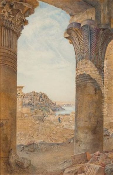 Among The Ruins Of Philae Oil Painting by Henry Roderick Newman