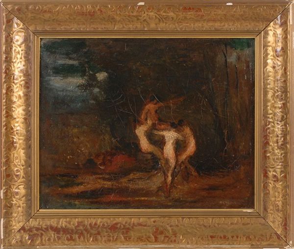 Three Nymphs And A Satyr Oil Painting by Robert Loftin Newman