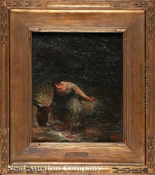 Girl At Well Oil Painting by Robert Loftin Newman