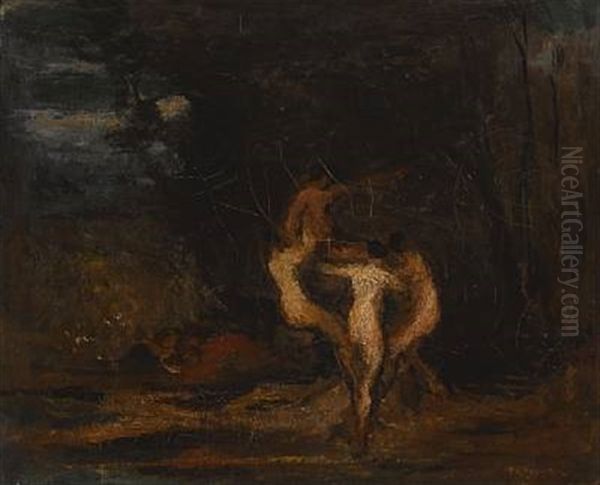 Three Nymphs And A Satyr by Robert Loftin Newman