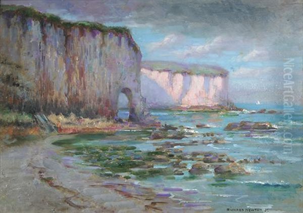 French Coastal Scene Oil Painting by Richard Newton II