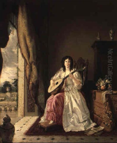 The Lute Player Oil Painting by Gilbert Stuart Newton