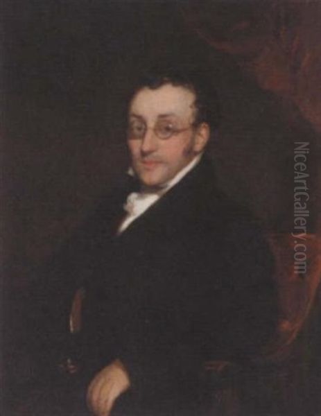 Portrait Of A Gentleman In A Black Coat And Stock Oil Painting by William John (Sir) Newton