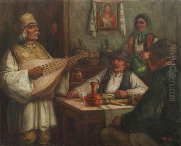 Cantecul Cobzarului Oil Painting by Jean Neylies