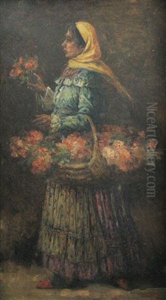 The Flower Girl Oil Painting by Jean Neylies