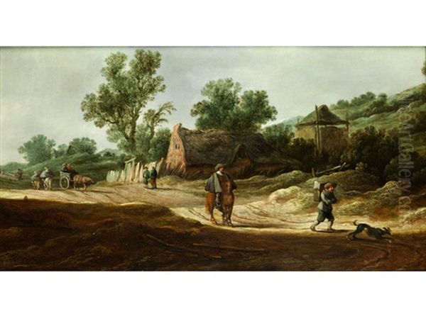 Hugelige Landschaft Mit Einem Bauerngehoft An Einem Sandweg Oil Painting by Pieter de Neyn