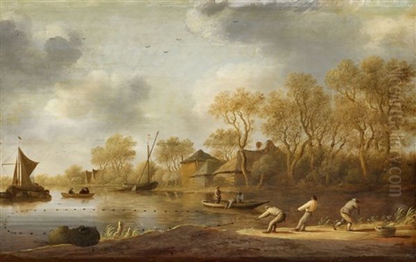 Landscape With Fishers Oil Painting by Pieter de Neyn