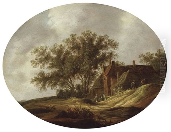 Paysage Avec Ferme Et Personnages Oil Painting by Pieter de Neyn