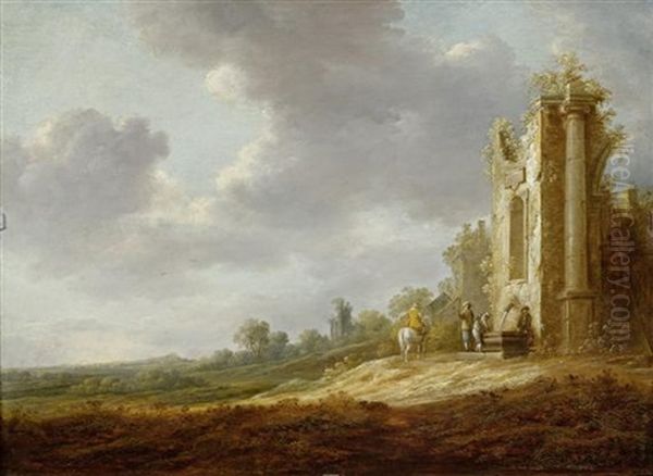 Landschaft Mit Bauern An Einem Brunnen Oil Painting by Pieter de Neyn