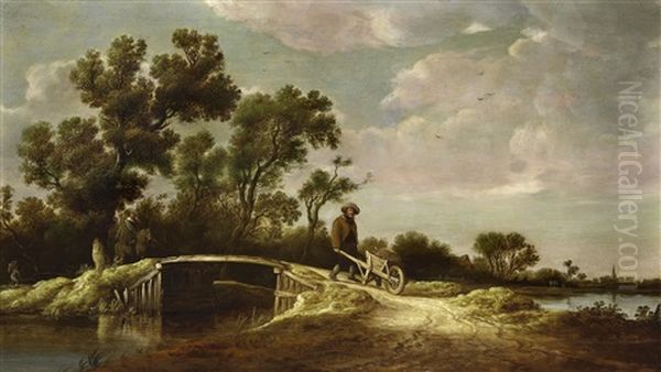 Flusslandschaft Mit Einer Brucke Und Figuren Oil Painting by Pieter de Neyn