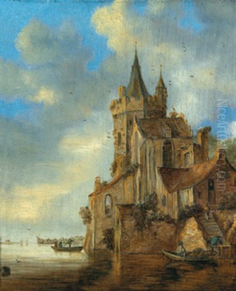 Fluslandschaft Mit Burg Oil Painting by Pieter de Neyn