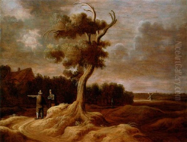 Paysage Avec Villageois Conversant Pres D'un Grand Arbre Oil Painting by Pieter de Neyn