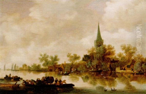 Flusslandschaft Mit Fahre by Pieter de Neyn