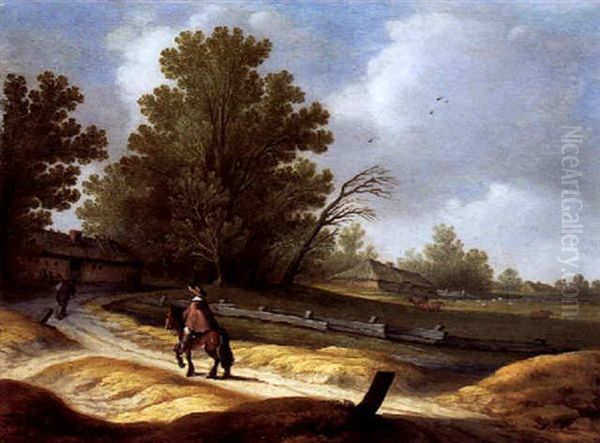 Landschaft Mit Bauernhof Und Einem Reiter Oil Painting by Pieter de Neyn