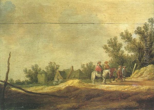 Men On Horseback On A Heath Track Oil Painting by Pieter de Neyn